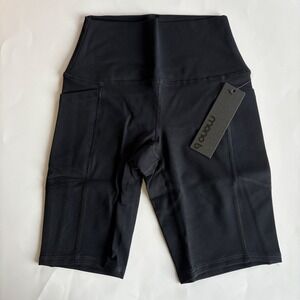 Mono B Women's XS Black‎ Biker Shorts Athletic Athleisure Pockets Running 8" NEW